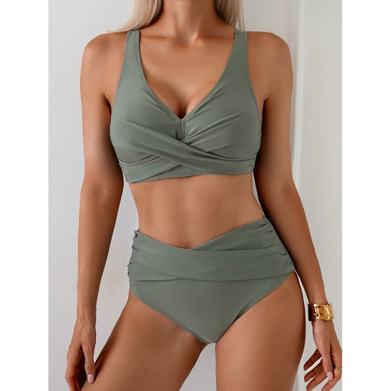 Damen Bikini-Set hochtailliert mit Wickeldesign