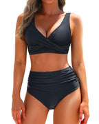 Damen Bikini-Set mit hochtaillierten Shorts, figurformend
