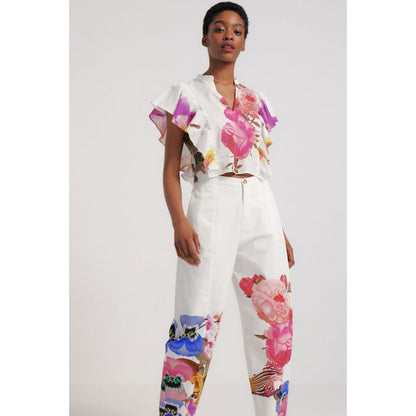 Elegantes Damen Set mit floraler Bluse und Hose | Velnorah