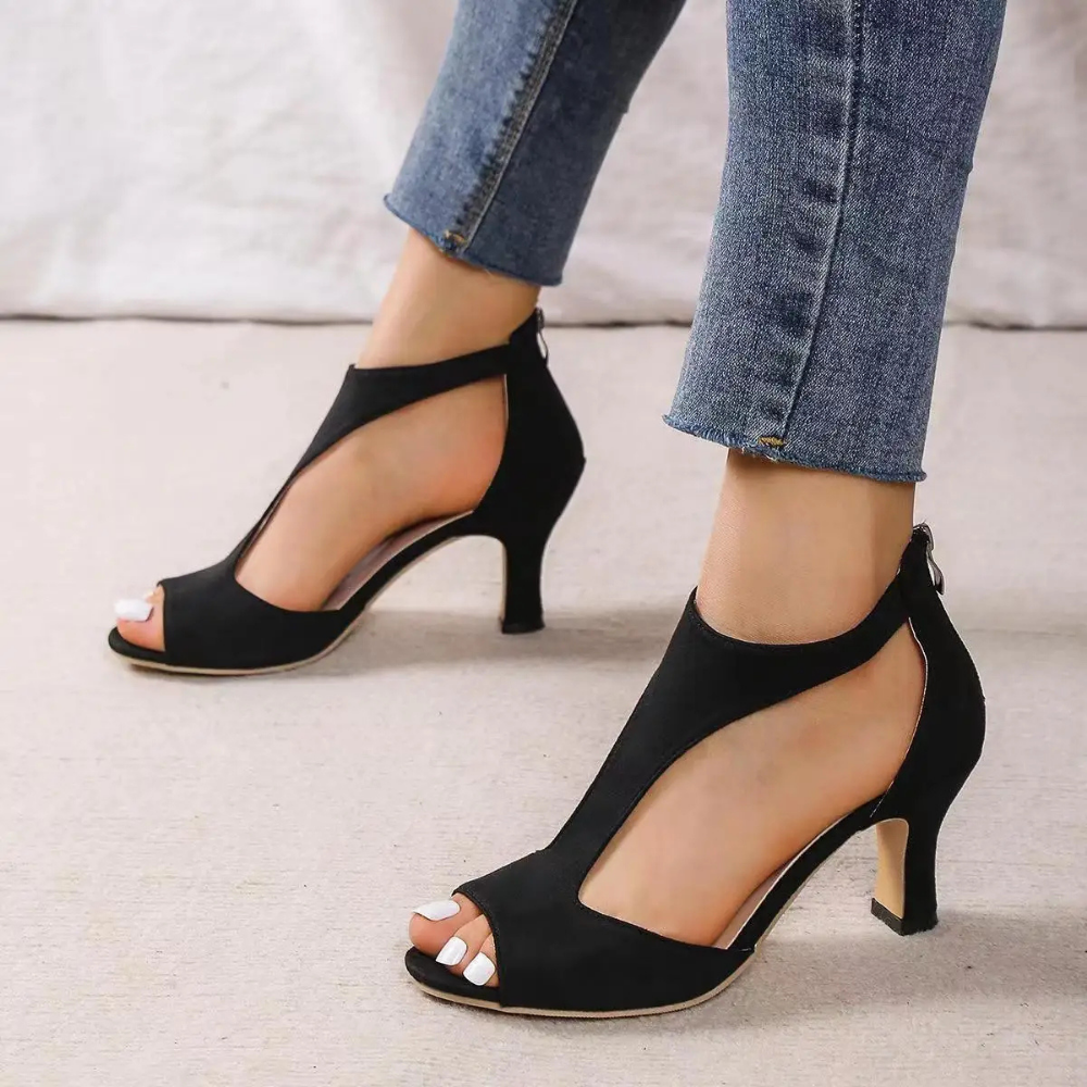 Damen Chique Cut Out Pumps Mit Offener Zehe Und Absatz-Velnorah