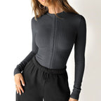 Enganliegendes Longsleeve mit Stehkragen für | Velnorah