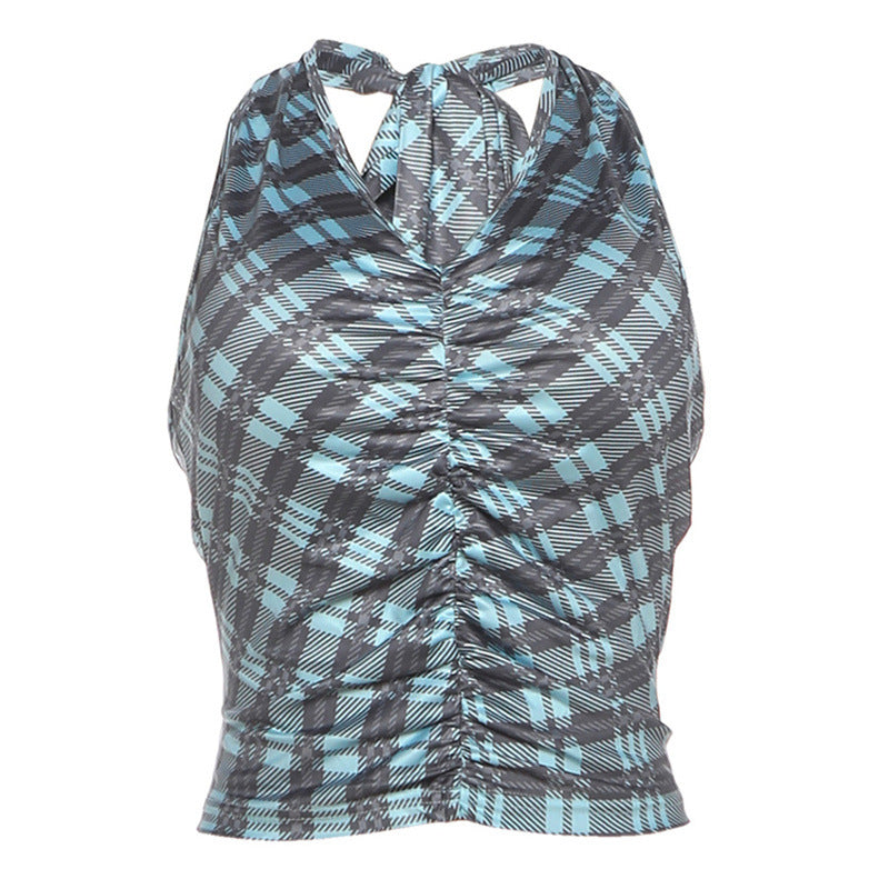 Modisches Damen Kurzarm Blusen-Top mit Karomuster | Velnorah