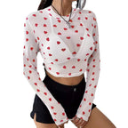 Langarm-Crop-Top für Damen mit herzförmigem Design | Velnorah