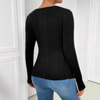 Elegantes Damen Cut-Out Oberteil mit Rippdesign | Velnorah