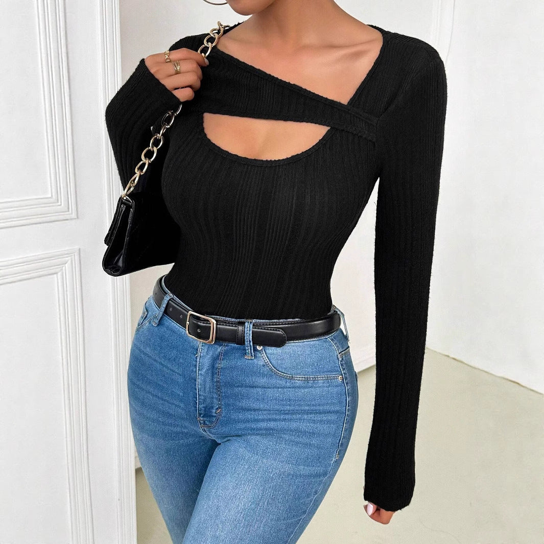 Elegantes Damen Cut-Out Oberteil mit Rippdesign | Velnorah