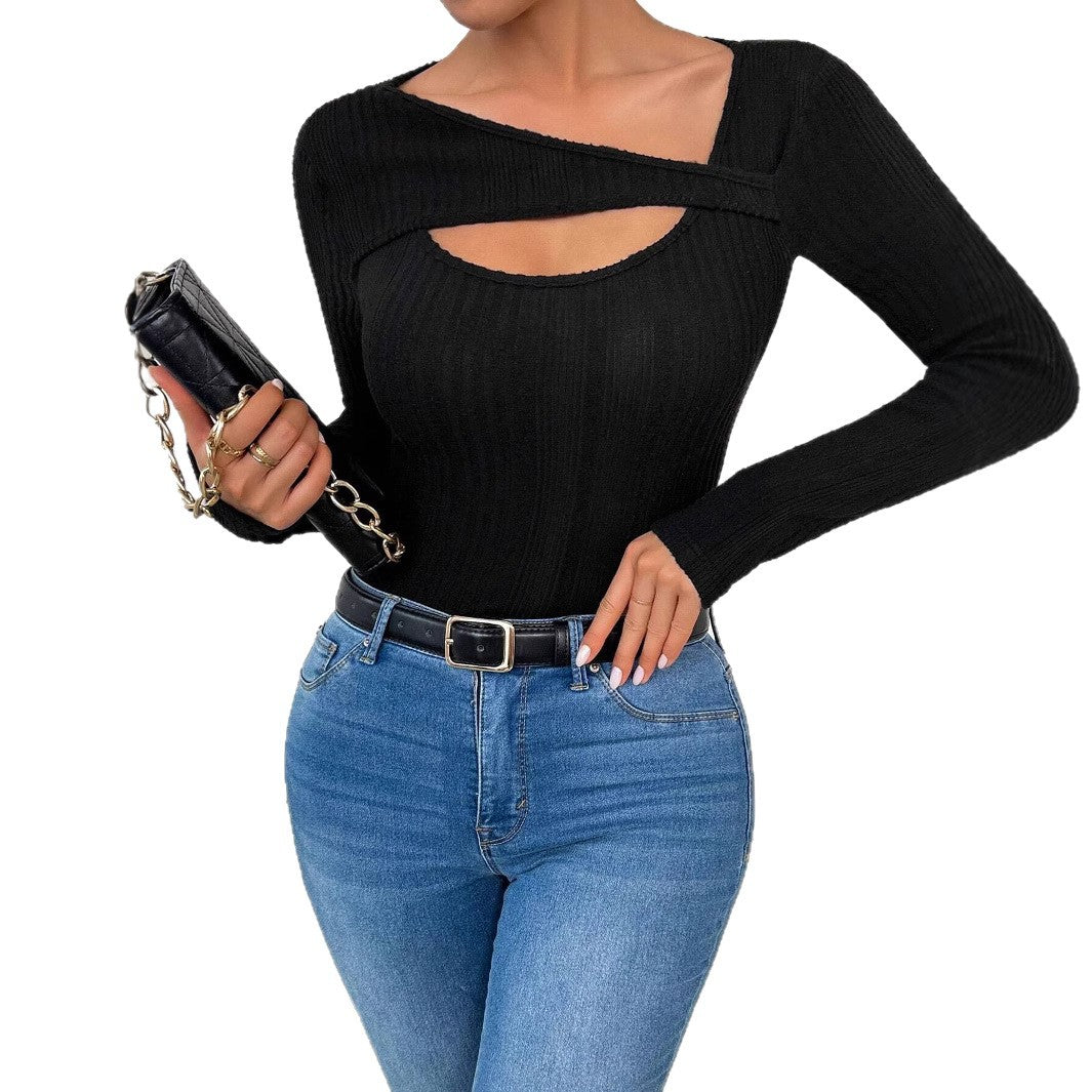 Elegantes Damen Cut-Out Oberteil mit Rippdesign | Velnorah