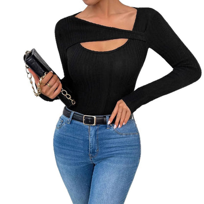 Elegantes Damen Cut-Out Oberteil mit Rippdesign | Velnorah