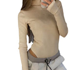 Elegantes Damenoberteil mit hohem Kragen und Cut-Outs | Velnorah