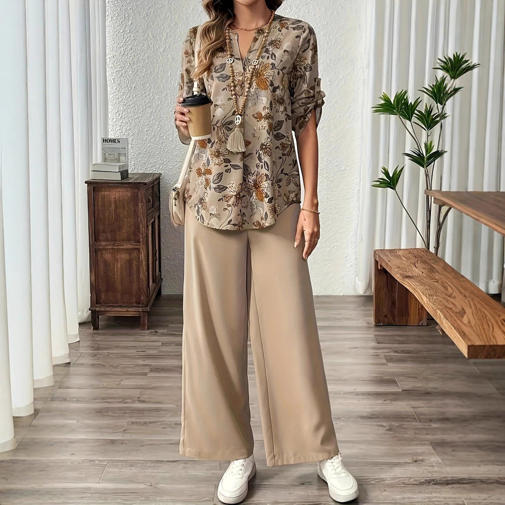 Elegante Damenbluse mit floralem Muster für jeden Anlass | Velnorah