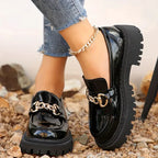 Damen Loafers mit Chunky-Sohle und Kettendetail Komfort-Velnorah