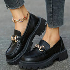 Damen Loafers mit Chunky-Sohle und Kettendetail Komfort-Velnorah