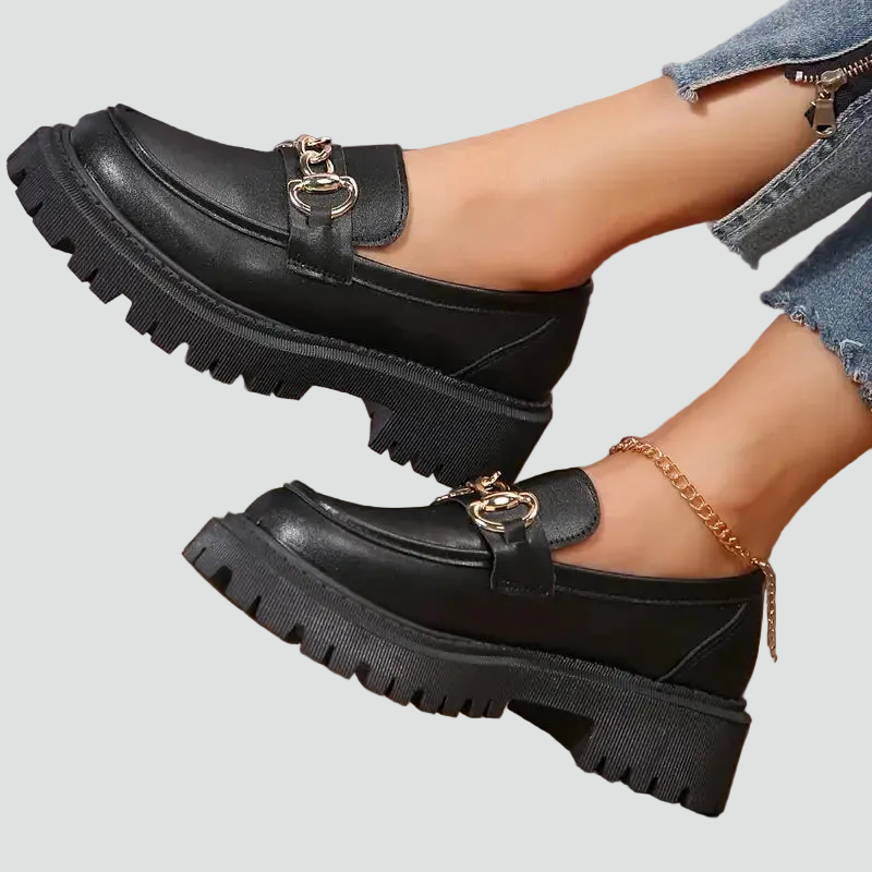 Damen Loafers mit Chunky-Sohle und Kettendetail Komfort-Velnorah