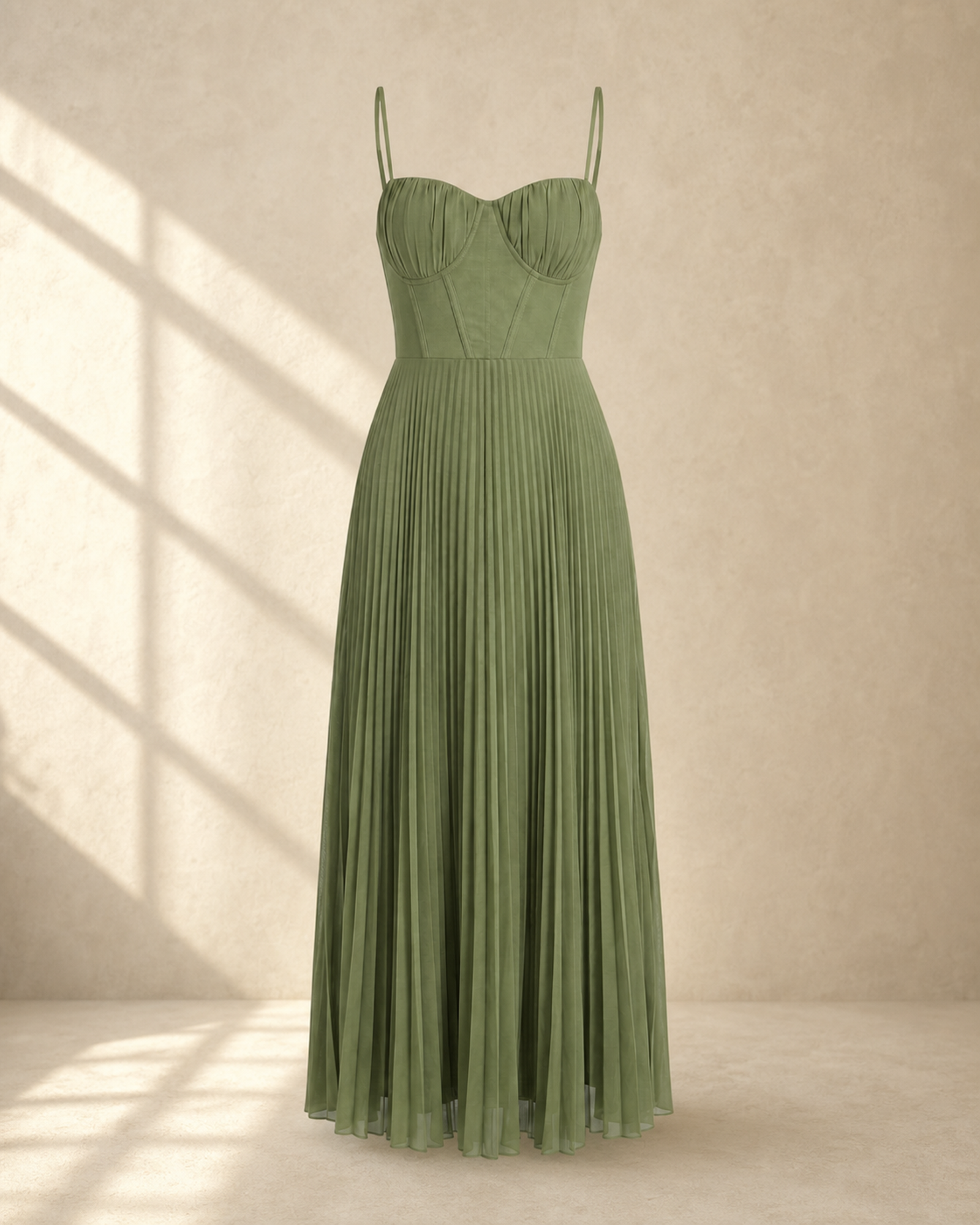Ärmelloses Midi-Kleid mit gefälteltem Tüll-Bustier - garment view