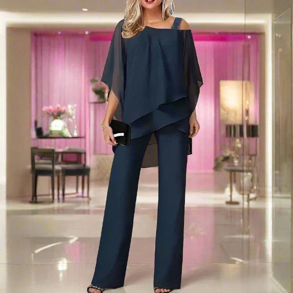 Damen Set Jumpsuit Asymmetrisches Top Casual-Velnorah