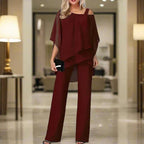 Damen Set Jumpsuit Asymmetrisches Top Casual-Velnorah