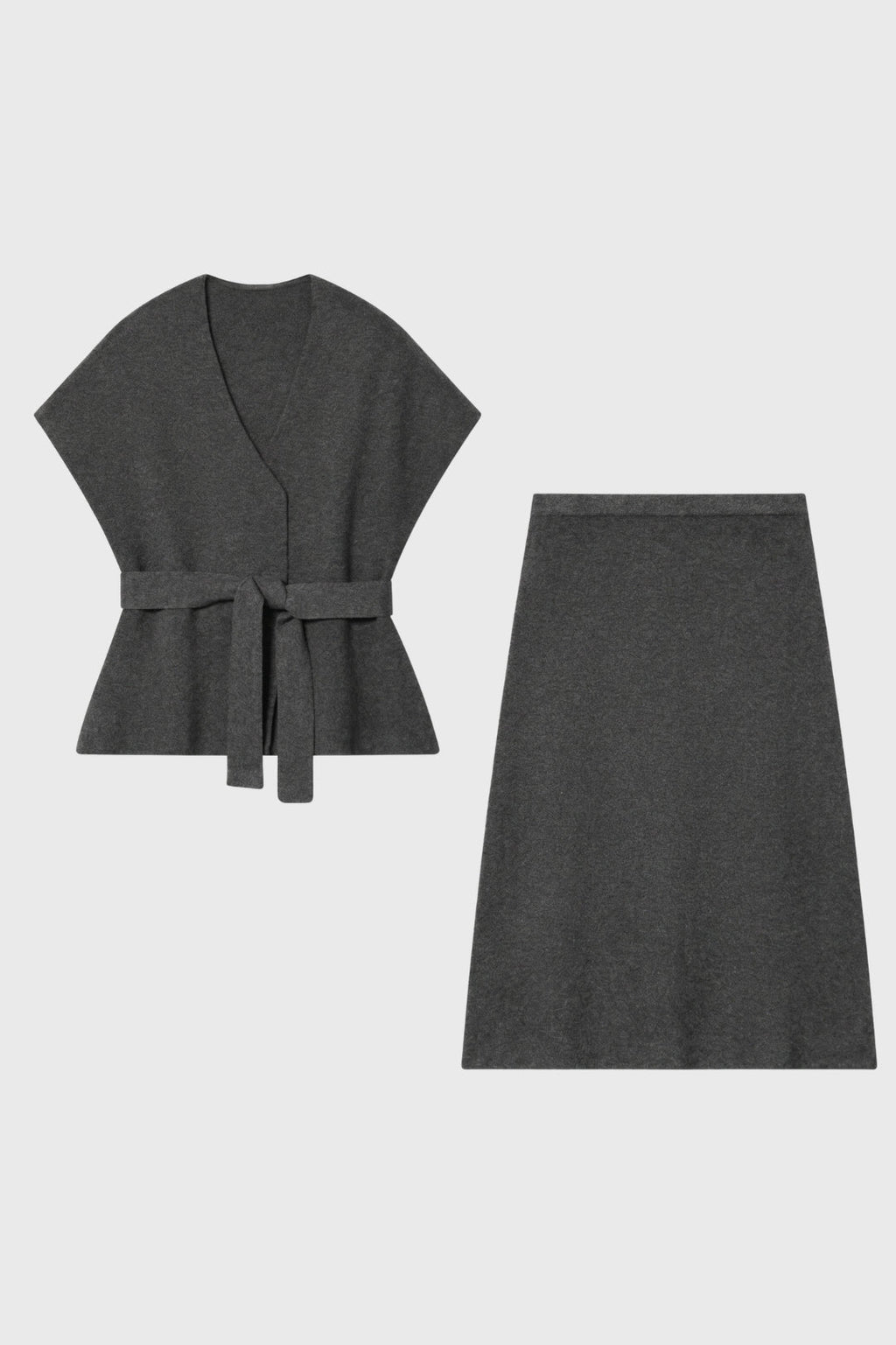 Damen Set Weste Midi Rock Strickgürtel Casual Semi-Formal-Velnorah