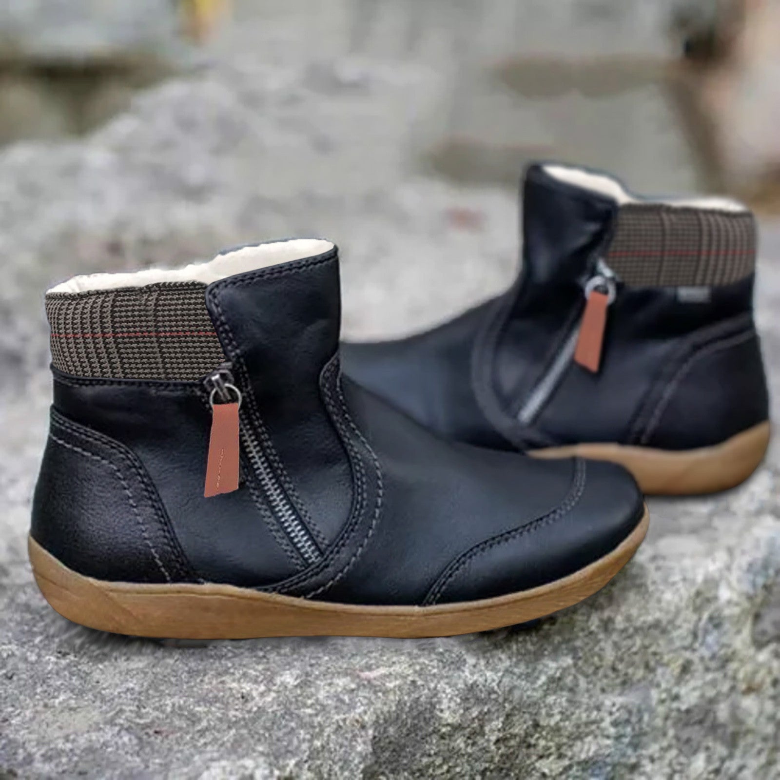 Damen Stiefeletten mit Reißverschluss und bequemer, weicher Sohle-Velnorah