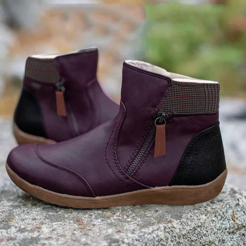 Damen Stiefeletten mit Reißverschluss und bequemer, weicher Sohle-Velnorah