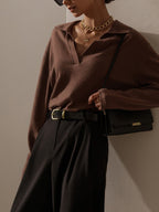 Damen Strickpullover mit Kragen V-Ausschnitt Passform-Velnorah