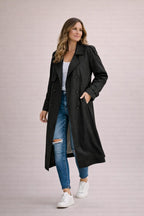Damen Trenchcoat Doppelreiheverschluss mit Gürtel Casual Formal-Velnorah