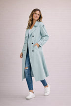 Damen Trenchcoat Doppelreiheverschluss mit Gürtel Casual Formal-Velnorah