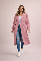 Damen Trenchcoat Doppelreiheverschluss mit Gürtel Casual Formal-Velnorah