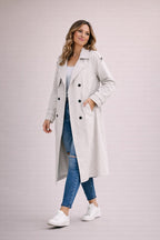 Damen Trenchcoat Doppelreiheverschluss mit Gürtel Casual Formal-Velnorah