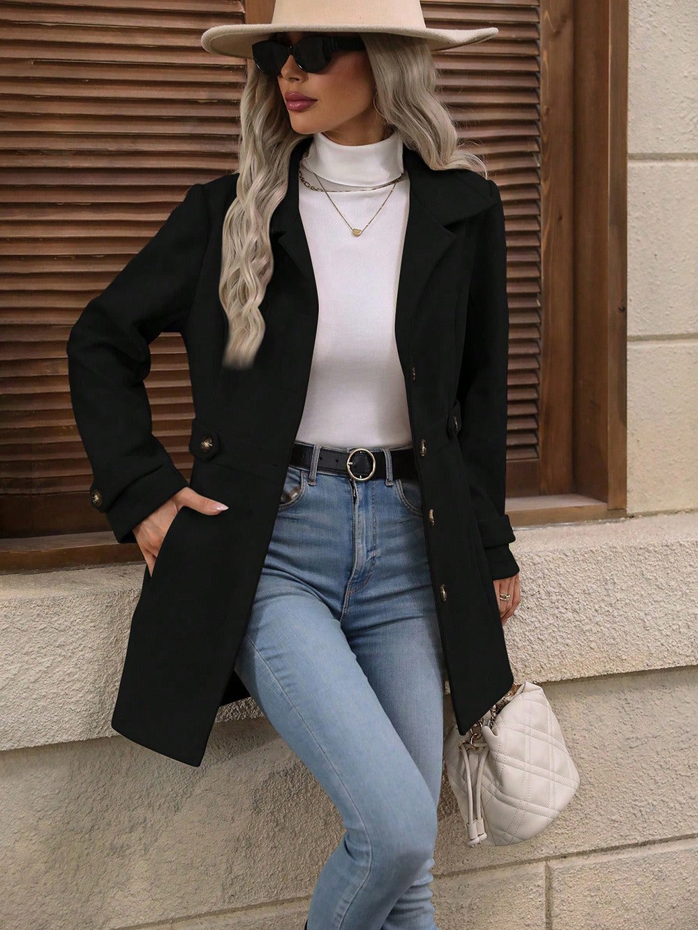 Damen Trenchcoat mit Gürtel tailliert für die Übergangszeit-Velnorah