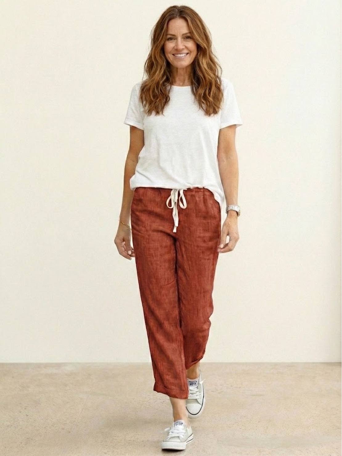 Damenhose Slim Fit mit Kordelzug Taille Casual Sommer-Velnorah