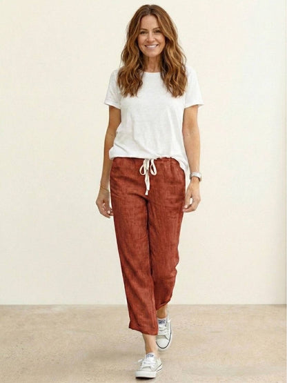 Damenhose Slim Fit mit Kordelzug Taille Casual Sommer-Velnorah