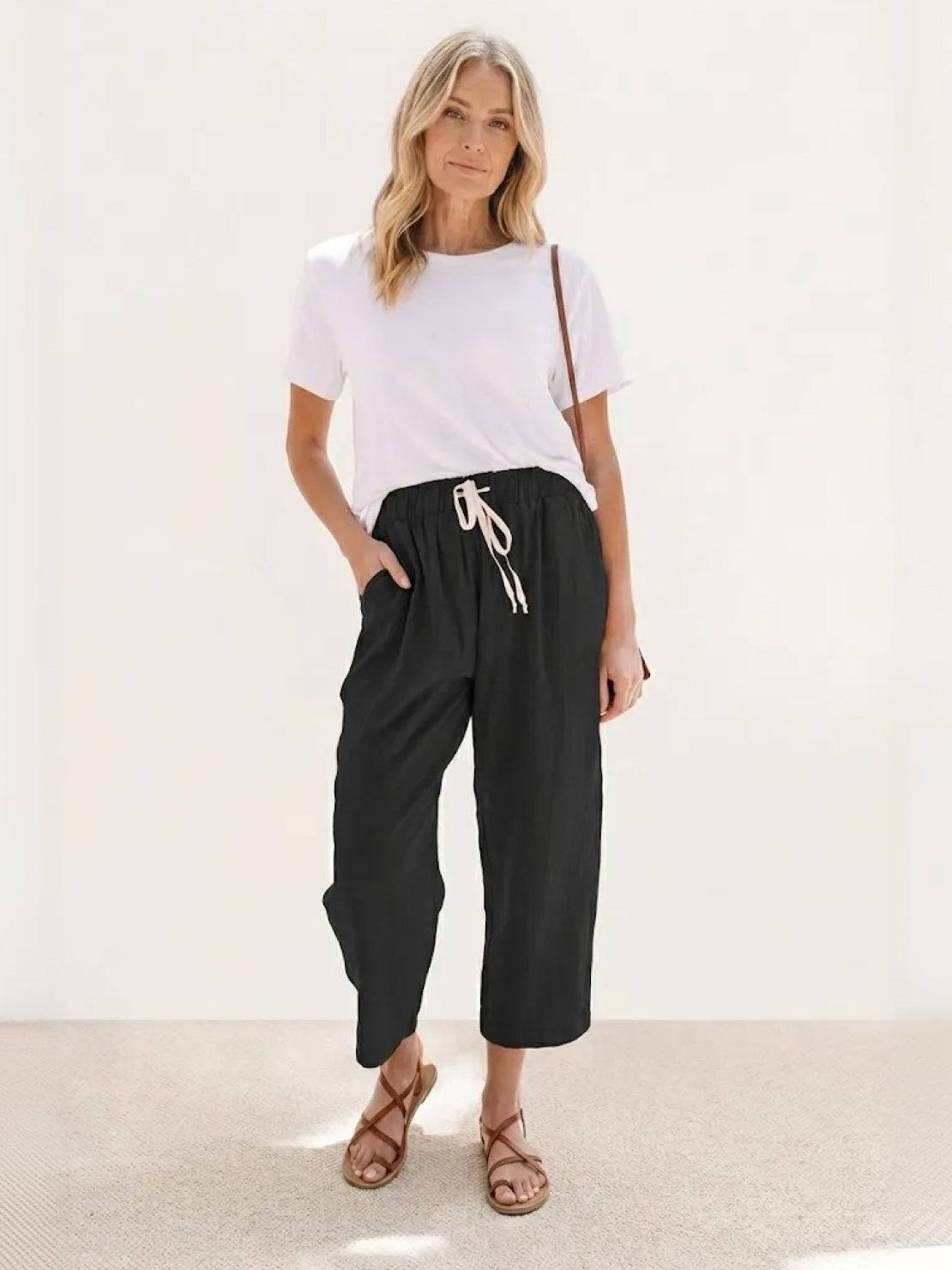 Damenhose Slim Fit mit Kordelzug Taille Casual Sommer-Velnorah