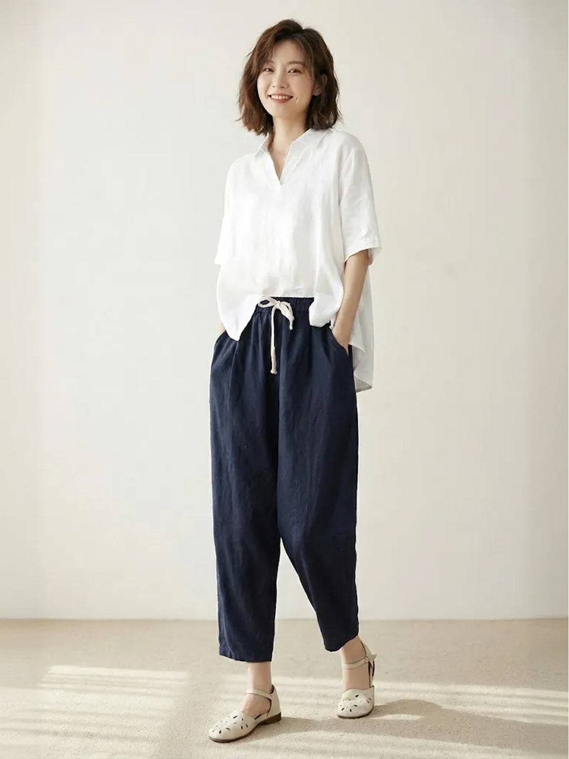 Damenhose Slim Fit mit Kordelzug Taille Casual Sommer-Velnorah