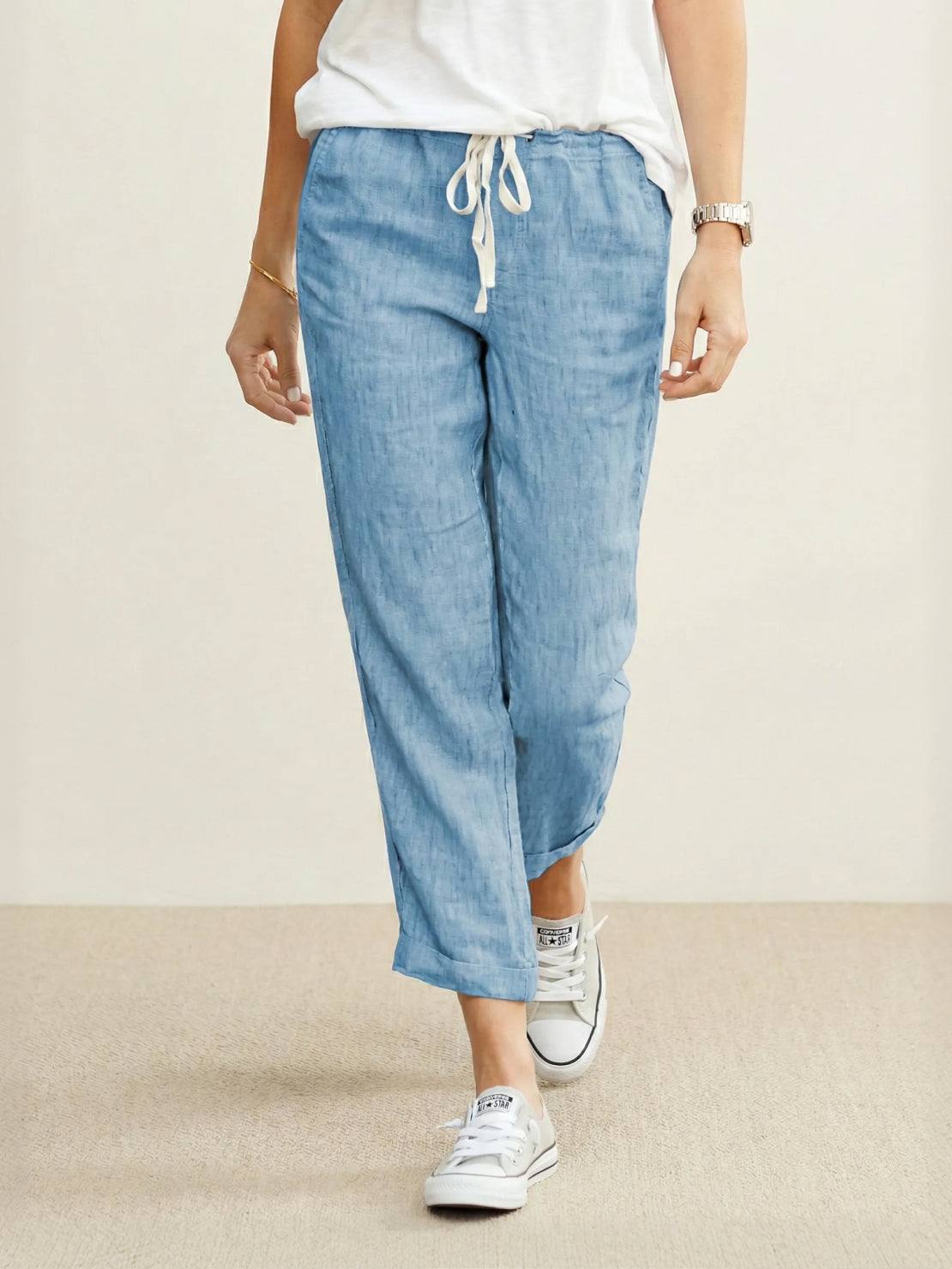Damenhose Slim Fit mit Kordelzug Taille Casual Sommer-Velnorah