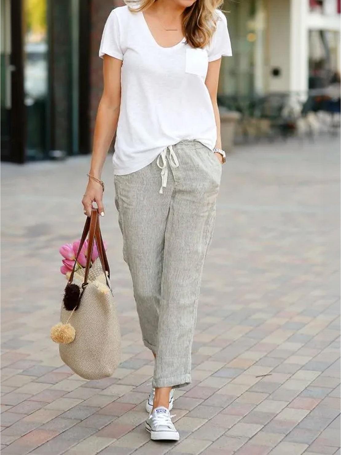 Damenhose Slim Fit mit Kordelzug Taille Casual Sommer-Velnorah