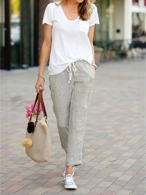 Damenhose Slim Fit mit Kordelzug Taille Casual Sommer-Velnorah