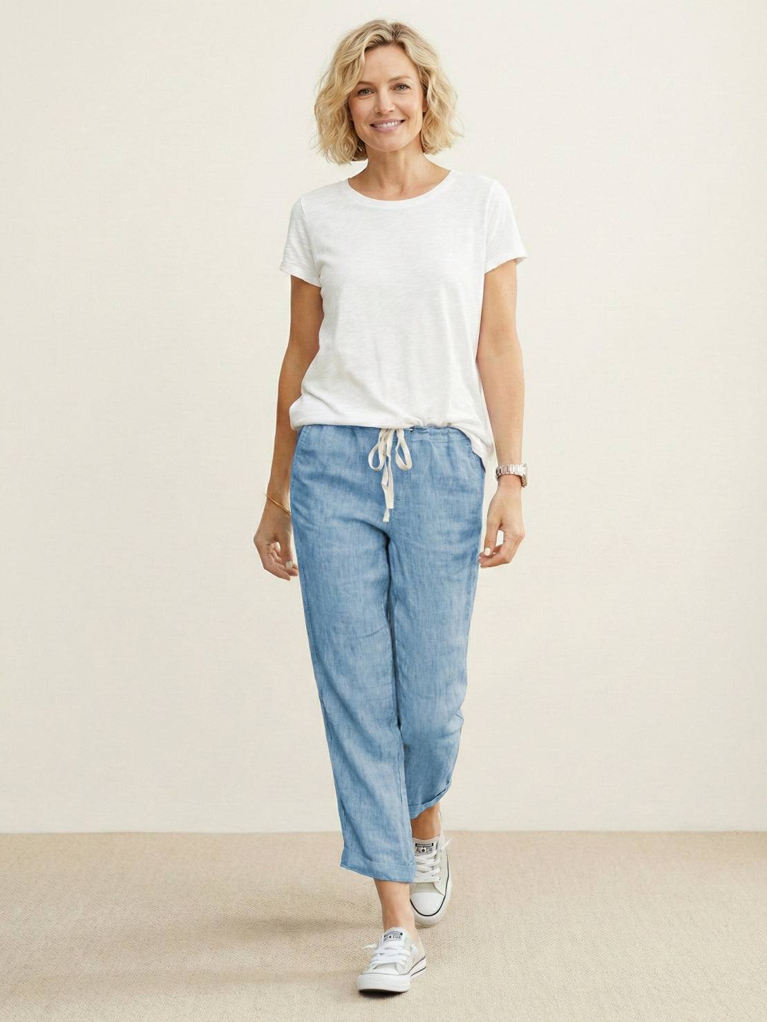 Damenhose Slim Fit mit Kordelzug Taille Casual Sommer-Velnorah