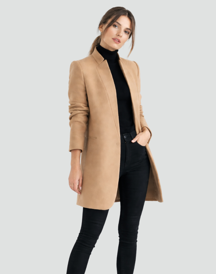 Damenjacke Regular Fit Wolle Runder Hals Klassischer Schnitt-Velnorah