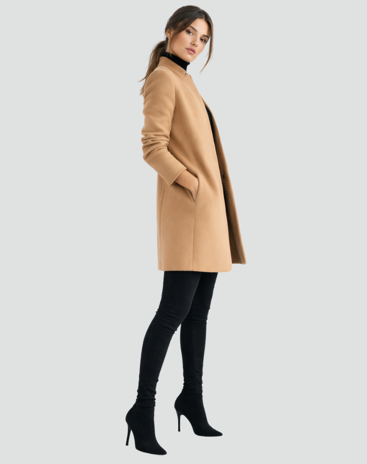 Damenjacke Regular Fit Wolle Runder Hals Klassischer Schnitt-Velnorah