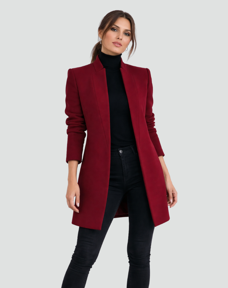 Damenjacke Regular Fit Wolle Runder Hals Klassischer Schnitt-Velnorah