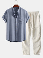 Herren Leinen Set 2-teilig – Kurzarmhemd und Hose