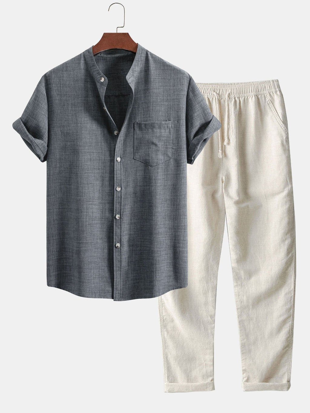 Herren Leinen Set 2-teilig – Kurzarmhemd und Hose