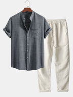 Herren Leinen Set 2-teilig – Kurzarmhemd und Hose