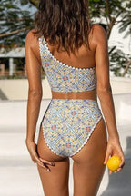 Ein-Schulter Bikini Damen Mit Print Strand Sommer-Velnorah