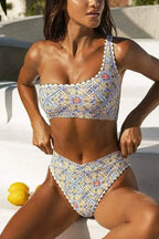 Ein-Schulter Bikini Damen Mit Print Strand Sommer-Velnorah