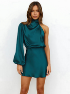 Ein-Schulter Kleid Für Frauen Mit Asymmetrischem Ausschnitt-Velnorah