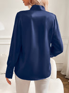 Elegante Damen Satinbluse mit Schleife und langen Ärmeln-Velnorah