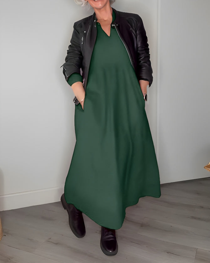 Elegante Maxi Cocktailkleid Mit Langen Ärmeln Für Frauen-Velnorah