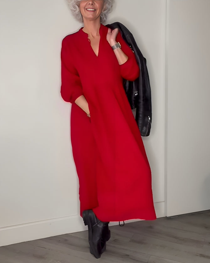 Elegante Maxi Cocktailkleid Mit Langen Ärmeln Für Frauen-Velnorah