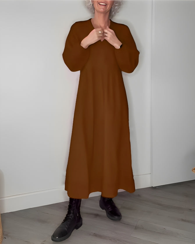 Elegante Maxi Cocktailkleid Mit Langen Ärmeln Für Frauen-Velnorah