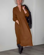 Elegante Maxi Cocktailkleid Mit Langen Ärmeln Für Frauen-Velnorah